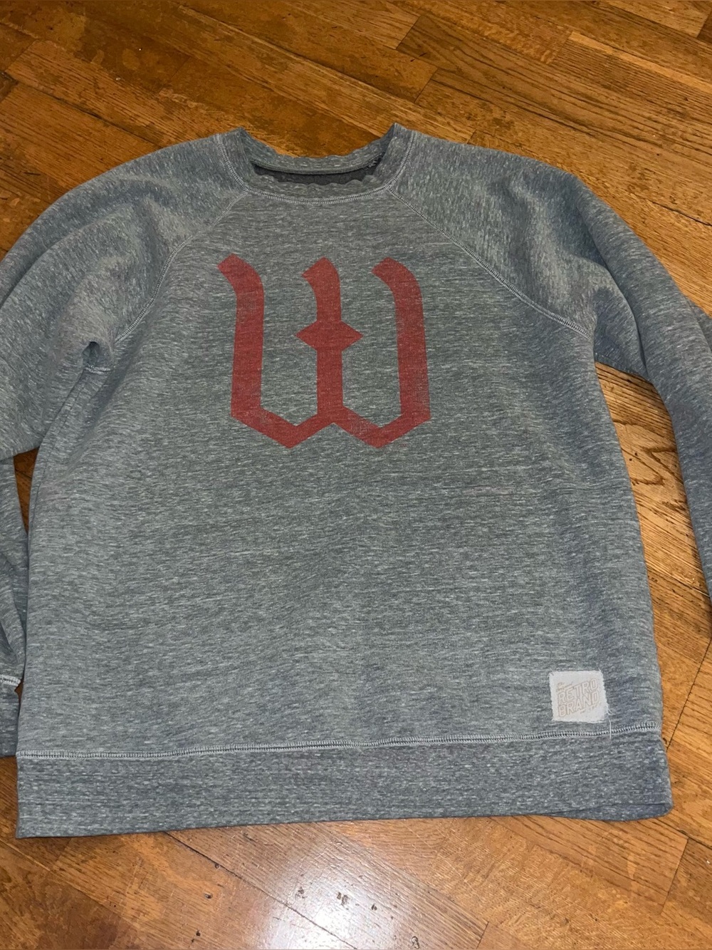 Men's Grey Pullover Sweatshirt with Red Chest Logo